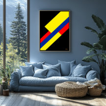Bauhaus à diagonale jaune, bleu et rouge