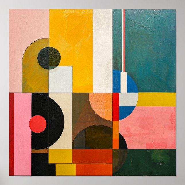 Affiche bauhaus art moderne abstrait coloré (Devant)