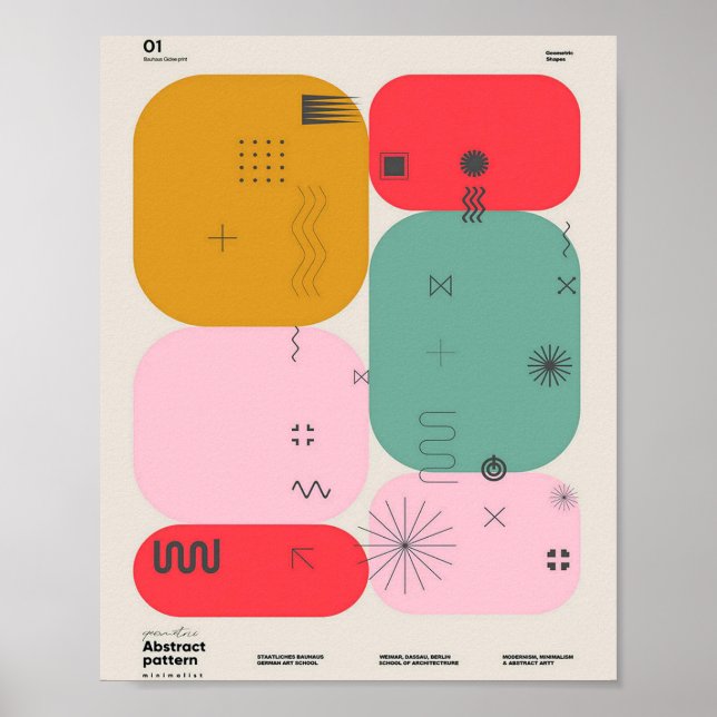 Affiche bauhaus, bauhaus design, design moderne, géométriq (Devant)