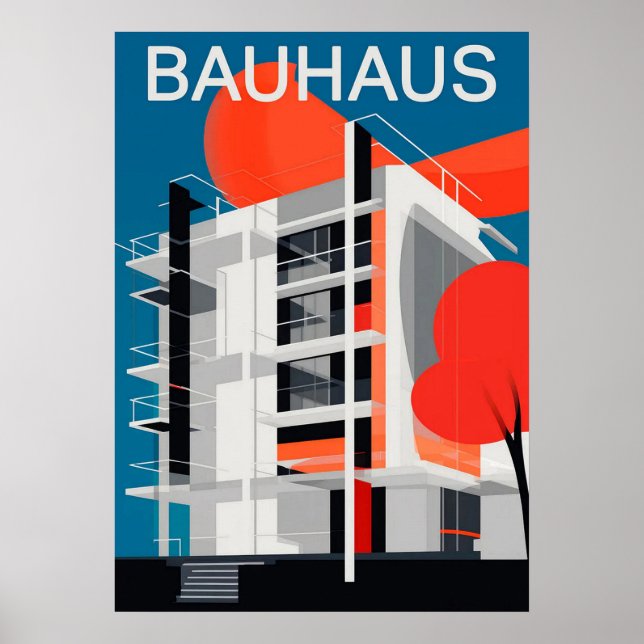Affiche bauhaus, bauhaus design, design moderne, géométriq (Devant)