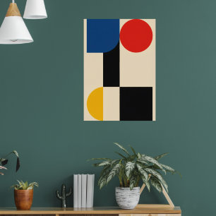Affiche Bauhaus blocs de couleur Art Bleu Rouge
