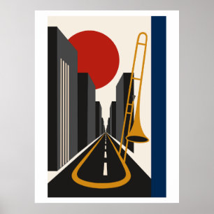 Affiche Bauhaus City & Art de Trombone Jaz Urbain Minima