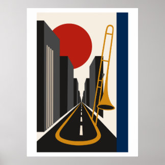 Affiche Bauhaus City & Art de Trombone | Jaz Urbain Minima