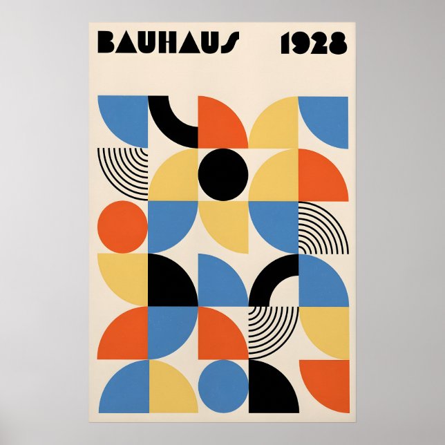 Affiche Bauhaus Géométrique Art Moderne du Milieu  (Devant)
