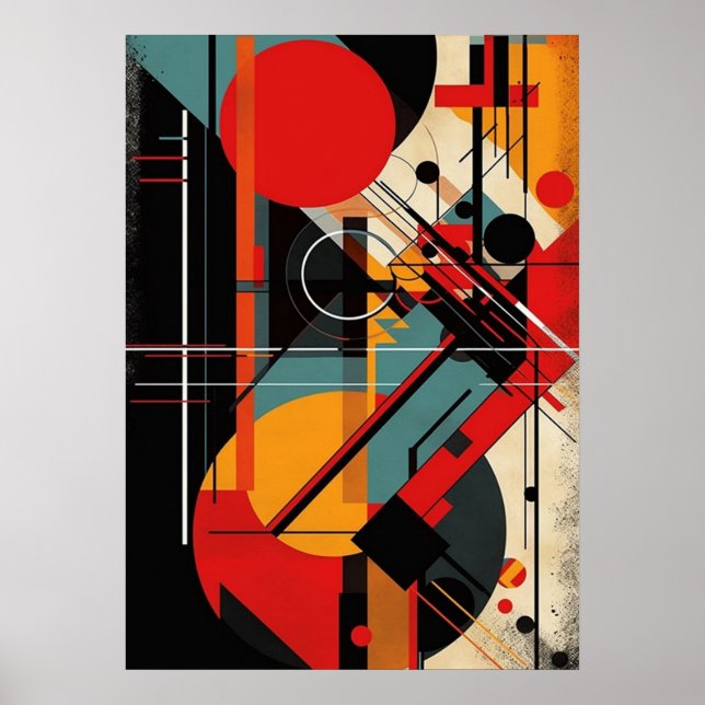 Affiche bauhaus, moderniste, minimal, géométrique, abstrai (Devant)
