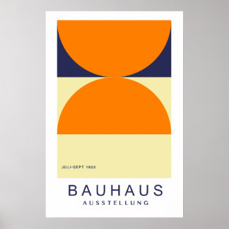Affiche Bauhaus Orange Navy Half Circle Bold Art Print