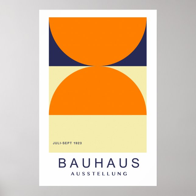 Affiche Bauhaus Orange Navy Half Circle Bold Art Print (Devant)