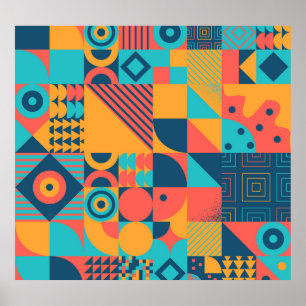 Affiche Bauhaus Retro : les années 70 de la musique géomét