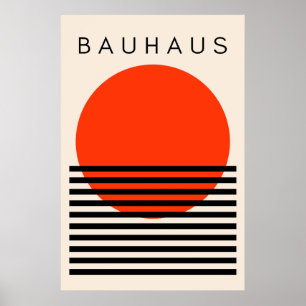 Affiche Bauhaus Soleil rouge orange