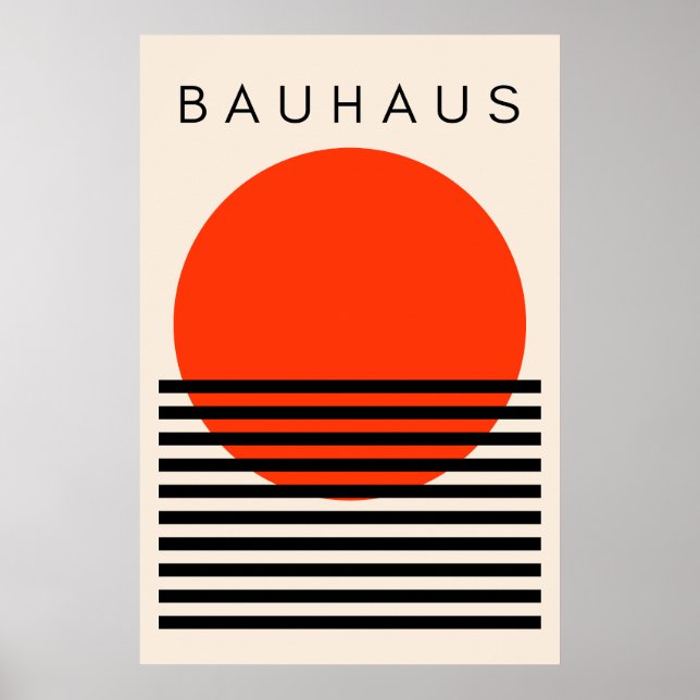 Affiche Bauhaus Soleil rouge orange (Devant)