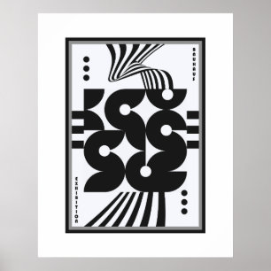 Affiche bauhaus vintage noir et blanc géométrique ondulé
