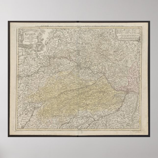 Affiche Bavaria Map, Germany Poster, Historical Map 1712 (Devant)