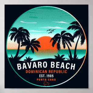 Affiche Bavaro Beach Dominicaine Retro Sunset Souvenir 60s