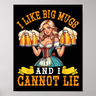 Affiche Bavaroise Beer Maiden J'Aime Les Grosses Mugs Et J