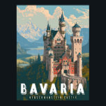 Affiche Bavière : Château de Neuschwanstein<br><div class="desc">Voyage à un conte de fées bavarois avec cette affiche captivante du château de Neuschwanstein. Cette affiche présente le magnifique château perché au sommet d'un sommet de montagne accidenté, symbole de romantisme et de grandeur. Ce poster est parfait pour envoyer des salutations de votre aventure européenne ou ajouter une touche...</div>