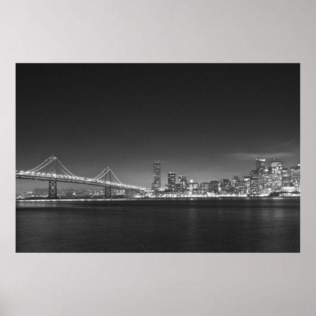 Affiche Bay Bridge San Francisco noir blanc (Devant)