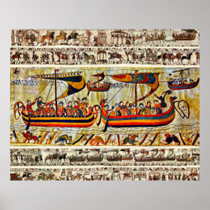 AFFICHE BAYEUX TAPESTRY 1066 NAVIRES VIKING