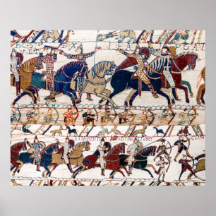 AFFICHE BAYEUX TAPESTRY 1066 NORMAN KNIGHTS AND ARCHERS