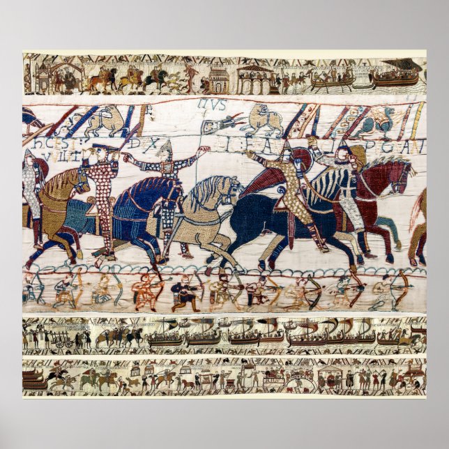 AFFICHE BAYEUX TAPESTRY 1066 NORMAN KNIGHTS AND ARCHERS (Devant)