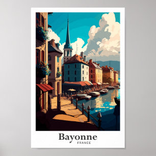 Affiche Bayonne France Voyage Vintage Illustration