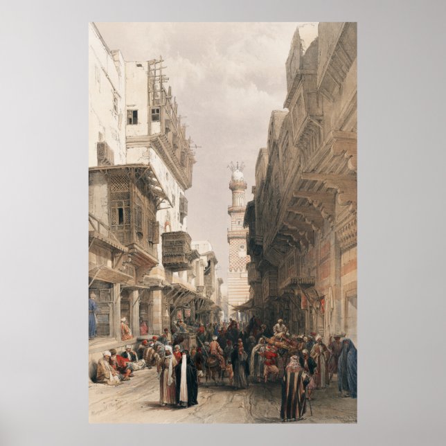 Affiche Bazar des compersmiths Le Caire par David Roberts (Devant)