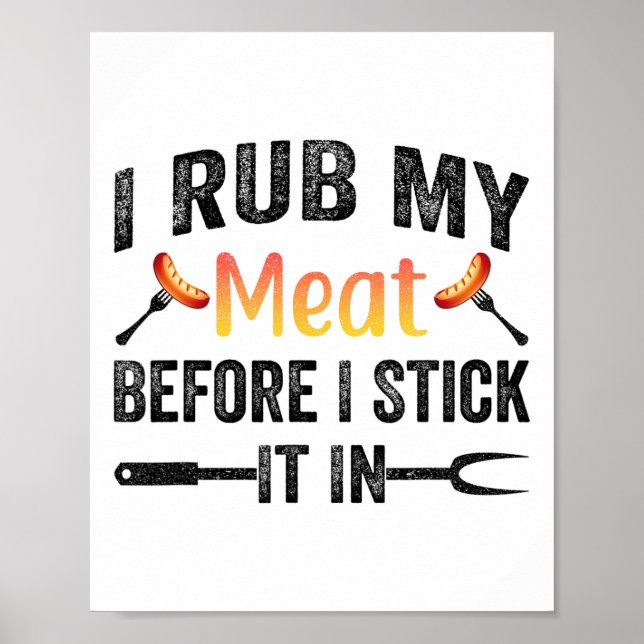 Affiche Bbq Amusant Je Frotte Ma Viande Avant De L'Enfiler (Devant)