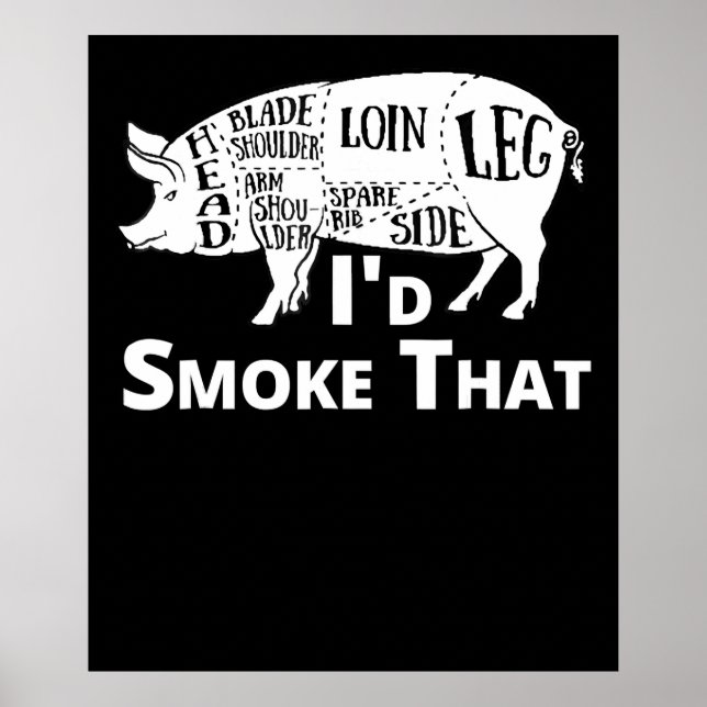 Affiche BBQ | BBQ Grill Cochon Porc Id Fumer Que Cadeaux H (Devant)