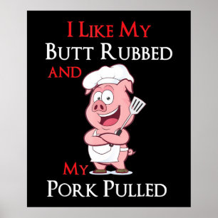 Affiche BBQ BBQ J'Aime Mon Beurre Et Mon Porc Tiré