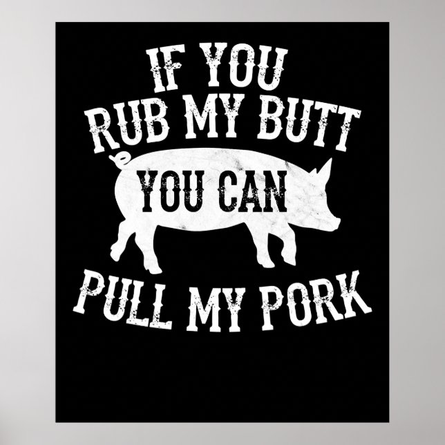 Affiche BBQ | BBQ Rub My Butt Pull My Pork Smok Grilling (Devant)