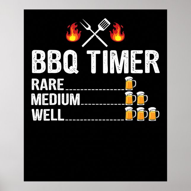 Affiche BBQ | BBQ Timer Boire Grillades Bière Grill (Devant)