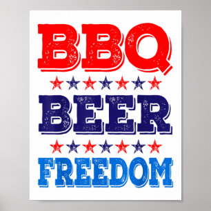 Affiche Bbq Beer Freedom America Usa Party 4 juillet Sum