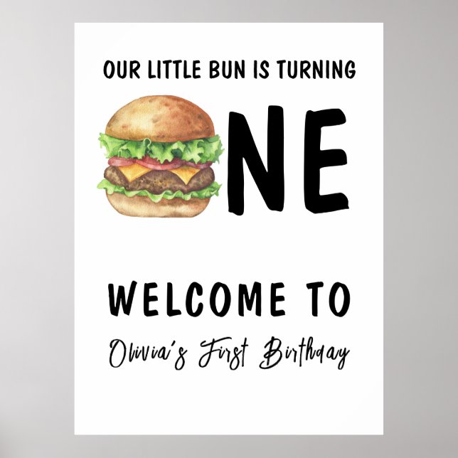 Affiche BBQ Burger Première fête d'anniversaire (Devant)