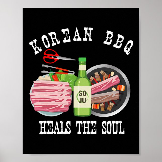 Affiche Bbq Et Soju Coréens Guérissent L'Âme Drôle Coréen  (Devant)