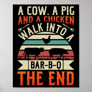 Affiche Bbq Été Grillin Vache Poulet De Cochon Pour Hommes