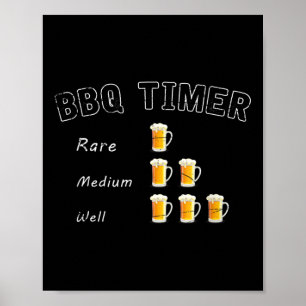 Affiche Bbq Fumé Steak Bière Boire Cadeau Barbecue