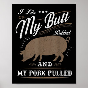 Affiche Bbq Grillant Drôle J'Aime Mon Beurre Rubbed_1