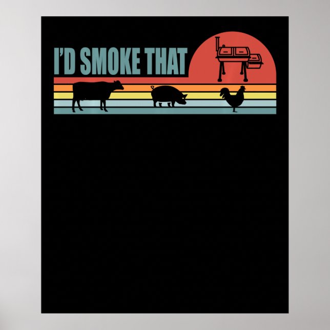Affiche BBQ Id Fumer Que Barbeque Retro (Devant)