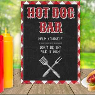 Affiche BBQ Jardin 5x7 Anniversaire Hot Dog Bar Panneau