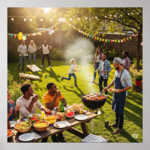 Affiche BBQ Jardin été