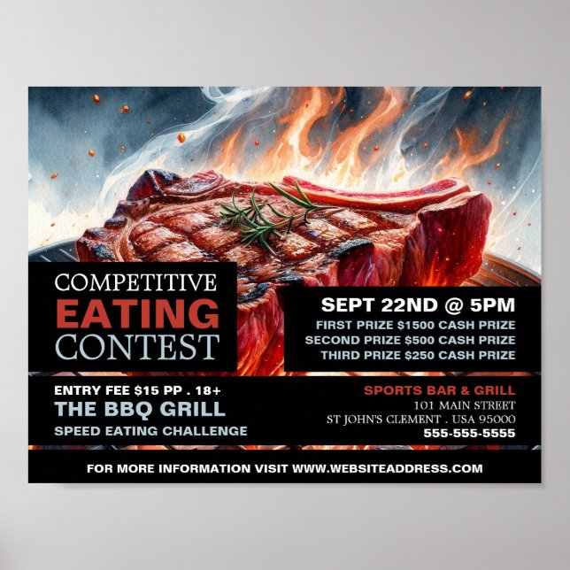 Affiche BBQ Steak - Concours Concours Concours Concurrenti (Devant)
