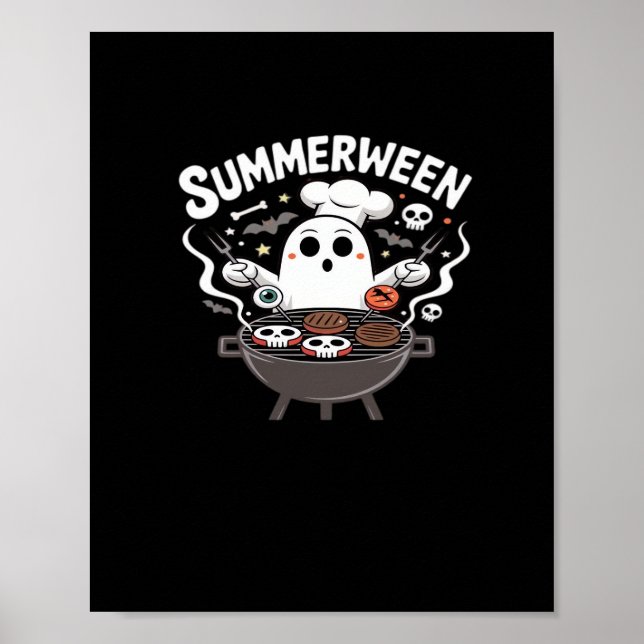 Affiche BBQ Summerween amusant (Devant)