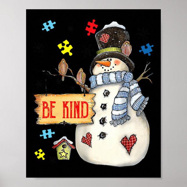 Affiche Be Genre Snowman Puzzle Sensibilisation sur l'auti (Devant)