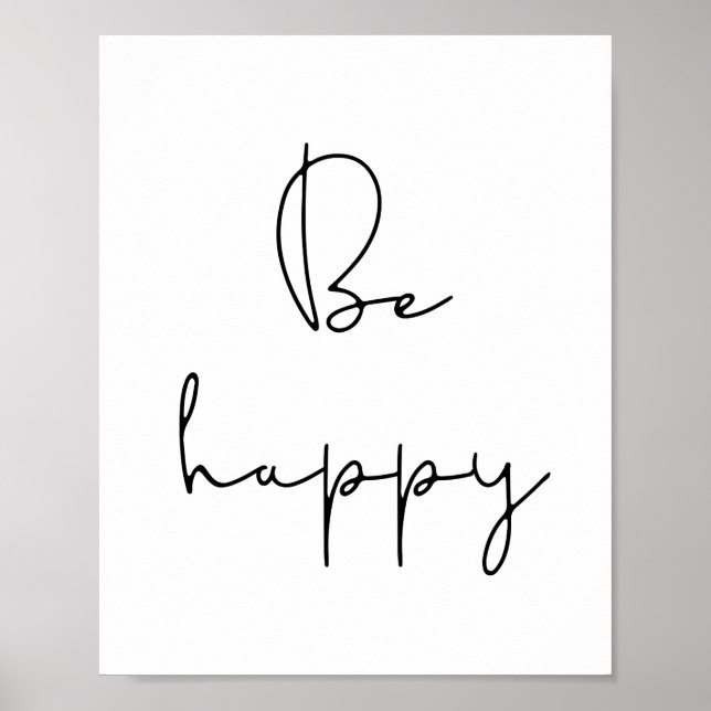 Affiche Be happy black font (Devant)