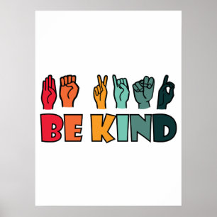Affiche Be Kind ASL American Sign Language