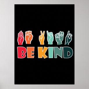 Affiche Be Kind ASL American Sign Language