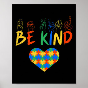 Affiche Be Kind Asl American Sign Language Autism Awards