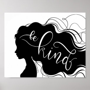 Affiche Be Kind - Beautiful Silhouette Portrait Lettering