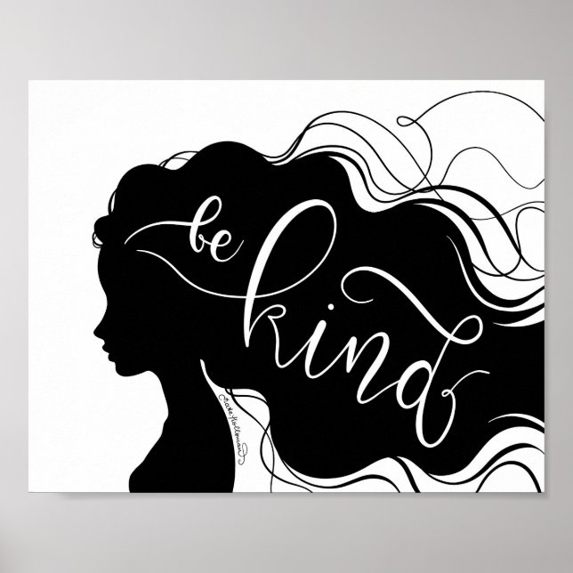 Affiche Be Kind - Beautiful Silhouette Portrait Lettering (Devant)