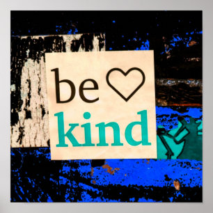 Affiche Be Kind Colorful Blue Teal