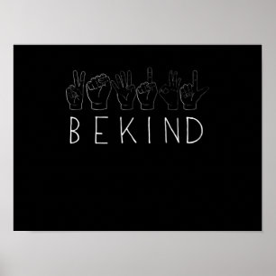 Affiche Be kind hand sign anti bullying day